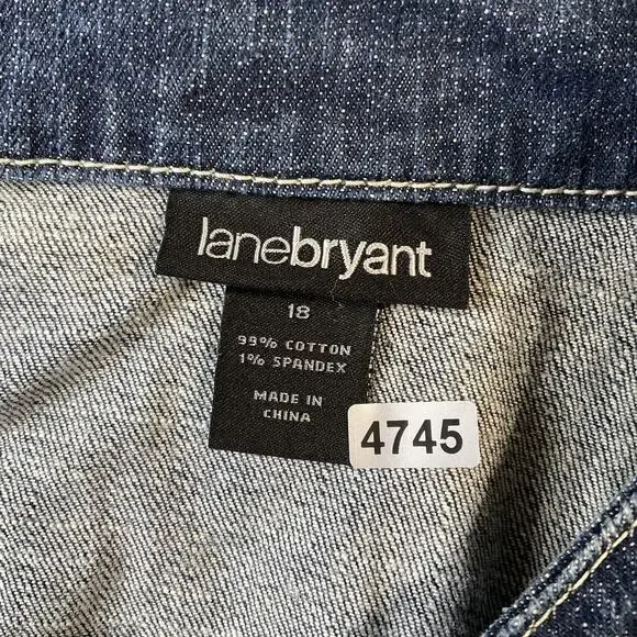 Lane Bryant Women Jacket 18 Blue Denim Jacket Western Button Long Sleeve Inner - Picture 2 of 8